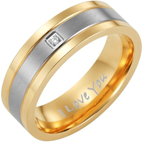 Willis Judd Mens Titanium Ring Engraved I Love You In Wooden Gift Box 7mm Wedding Band Ring for Men Engagement Ring Comfort Fit Size Z