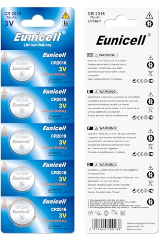 Eunicell Lot de 10 piles bouton CR2016 DL2016 5000LC à cellule au lithium 3 V