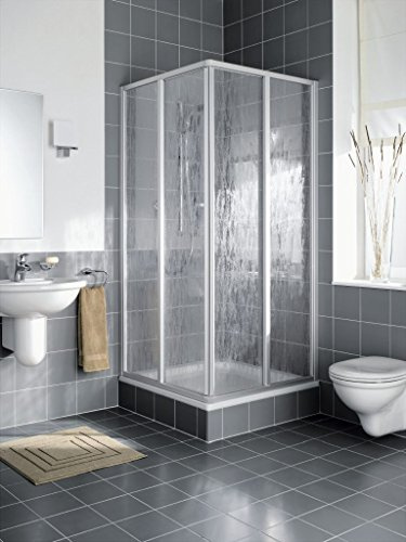 Kermi Nova 2000 Eckeinstiegshälfte, 2-teilig silber matt; Kunst Fontana Glas;...