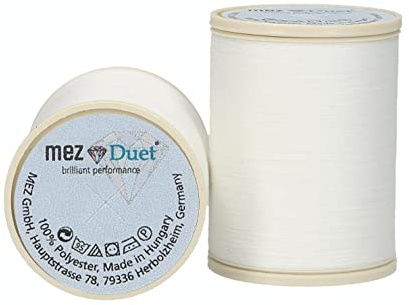 MEZ Duet Stärke 100 4648100-02000 weiß Nähgarn, 100 % Polyester, 1000m