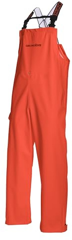 Grundéns Men’s Neptune Commercial Fishing Bib Pants, Waterproof, Adjustable, Orange, Medium
