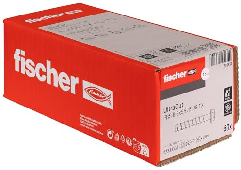 fischer - Tornillo directo para hormigón con cabeza hexagonal Torx 40 ULTRACUT FBS II 8x55 5/- US TX en caja de 50 uds., el tornillo metálico ULTRACUT es el mejor anclaje certificado