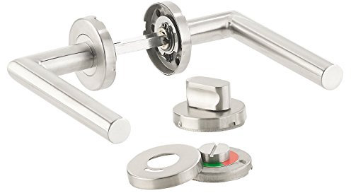 AGT Garniture de porte de salle de bains/WC - 2 poignées et rosaces