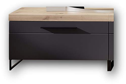 Stella Trading LOFT-TWO TV-Board (Unterteil) in Artisan-Eiche Optik, graphit - Hochwertiges Low-Board für Ihr Wohnzimmer - 96 x 55 x 44 cm (B/H/T)