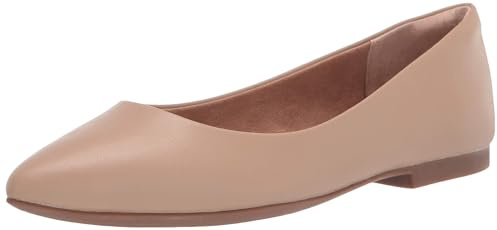 Amazon Essentials Ballerines plates à bout pointu pour femme, simili cuir, beige, pointure 38