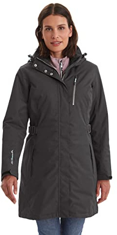 killtec Alisi Parka Funcional con Capucha Desmontable, Mujer, Negro, 46