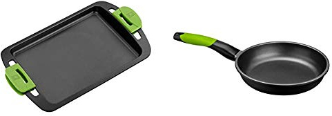 BRA Plancha Asar, Aluminio, Negro, 40 cm + PRIOR - Sartén de 18 cm, aluminio fundido con antiadherente Teflon Classic, apta para todo tipo de cocinas incluida inducción y horno.Libre de PFOA.
