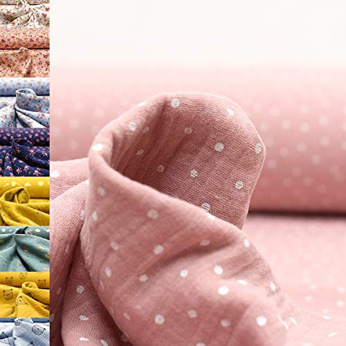 MAGAM-Stoffe Paul Musselin Mulltuch Kinder Baumwollstoff Oeko-Tex Meterware 50cm (Pünktchen alt rosa)