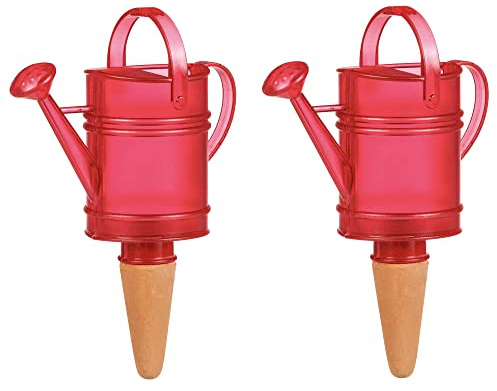 Scheurich Wasserspender Nelly | 2X Rot | 110 ml Füllmenge | Bewässerungskugel klein mit Ton Fuß | Wasserspender Pflanzen und Blumen Terrakotta Stiel