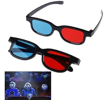UK CELTD Red Blue 3D Glasses Black Frame For Dimensional Anaglyph Movie TV DVD