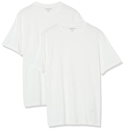 Amazon Essentials herr normal passform kortärmad rund hals t-shirt, paket med 2, vit, small