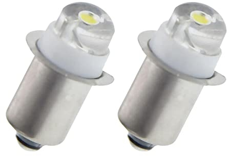 SPORTARC 2pcs 3V 0.5W 6000K White LED P13.5S Replacement Bulb for Flashlight Torch