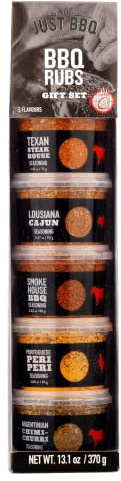 NJBBQ - BBQ Rubs Seasoning Gift Set (5x75g) - Not Just BBQ's Texan Steakhouse, Smokehouse BBQ, Louisiana Cajun, Portuguese Peri Peri & Argentinian Chimichurri Seasoning