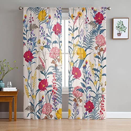 MTBDyyds Verdunkelungsvorhänge 3D Drucken 280X160Cm Bunt Mode Pflanzen Blumen Verdunklungsvorhänge Kinderzimmer 2 Stück Vorhang Blickdicht Ösenschal Kindergardinen Junge Verdunklungsgardine