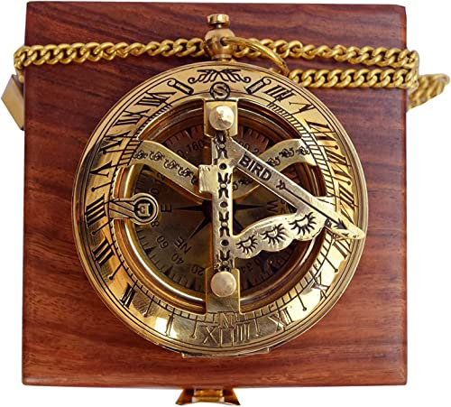 BAZROSS Vintage Messing-Navigationskompass, Sonnenuhr, Dreieckig, Antikes Bronze, ca. 10,2 x 10,2 x 5,1 cm