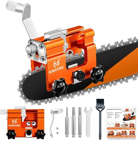 OMCCHK Affilatrice per motosega, affilatrice per motosega, con 3 pietre per macinare e spazzola per la pulizia, kit per affilare motosega per motosega da 15,2 a 55,9 cm, sega elettrica, boscaiolo,