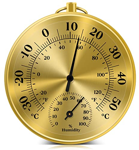 Innenraum Thermometer - 10cm Wandthermometer und Hygrometer, analoges Thermo-Hygrometer – Geeignet für Zuhause, Gewächshäuser, Gärten und Autos – Batterielos