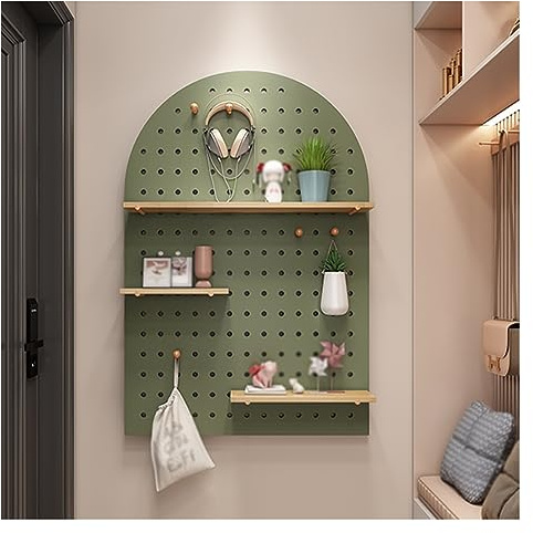 PFCDZDU Panneau Perforé Organisateur Mural Panneaux, Panneaux Perforés Bois Massif Kits, Garage Cuisine Bureau Affichage Mural Stockage Modulaire Combinaison Étagère (Couleur : Green, Taille : 80x60