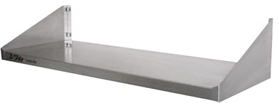 VM Europa - Edelstahl Wandbord - Maße 80 x 20 cm - Einfach Montierbar - AISI 430 Legierung - Wandregal Küchenregal Gastro Edelstahlregal Wandablage Gewürzregal Hängebord Gastronomie