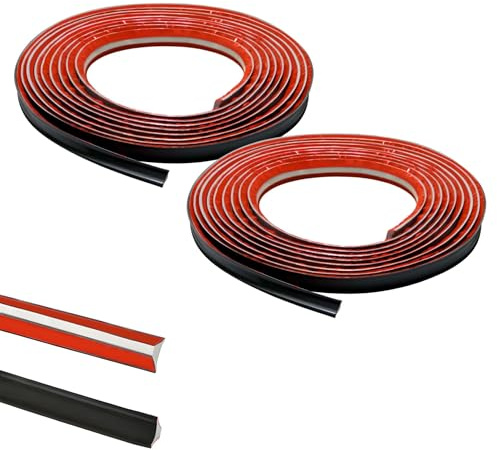 5Mx2 Rollen PVC Abschlussleiste Selbstklebende für Arbeitsplatten Küche, Ecken, Fliesen, Abschlussprofile, Winkelleiste Eckfugen abdichten Wandabschlussleiste,12mmx6mm Schwarz