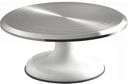 Yizish Tortenplatte Drehbar aus Aluminiumlegierung 30,5 cm, Tortenständer drehbarer Kuchen-Drehteller, Dekorationssets zum Backen, Gebäck und Cupcakes (Weiß)