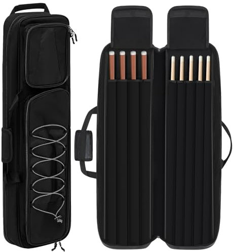 Locmeo Billardqueue-Koffer, 4 x 5, Pool-Queue-Tragetasche, weich gepolsterte Pool-Stick-Tasche mit Schultergurten und Zubehörtaschen vorne für 4 Hintern und 5 Schäfte für einfachen Transport, Schwarz