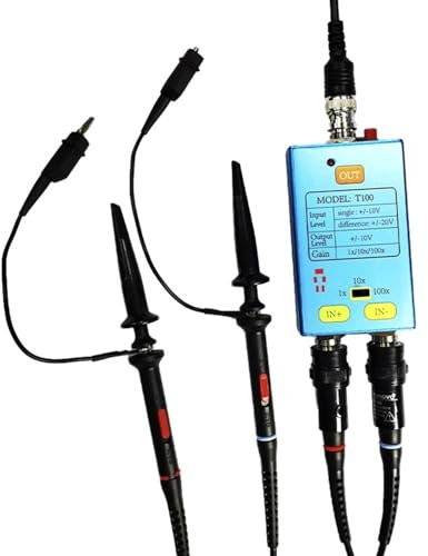 JUUTQA Oscilloscope 1x/10x/100x, sonde différentielle de Bande passante de 10M, amplificateur de Signal à sonde divisée de Gain DDS for Les mesures de signaux électriques