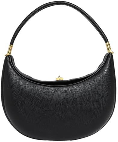 Lushandy Luna Bag 4 in 1 Borsa a Mezzaluna in Pelle PU, Donna, Nero, 280 x 155 x 90 mm, Borsa Hobo, Borsa a Tracolla, 3 Litri, 3 Compartimenti, Mezzaluna, Ufficio, Scuola, Concerto, Stadio