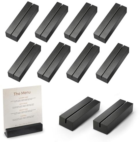 Auauraintt 10 STK Kartenhalter Holz, Tischkartenhalter Buchenholz,Fotokartenhalter aus Holz für Hochzeiten, Bankette und Partys, Menükartenhalter Fotohalter Postkartenhalter (Schwarz)