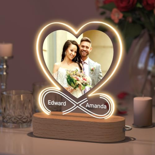 Rainsar Hochzeitsgeschenk Personalisiert, Hochzeitstag Geschenk, Personalisierte Bilderrahmen mit Foto, Hochzeitstag Geschenke für Paare Brautpaar, Personalisierte Geschenke für Weihnachten