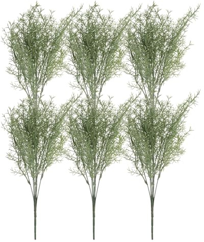sourcing map Lot de 6 plantes artificielles en plastique de 37,1 cm de haut, arbustes artificiels d'extérieur pour décoration de maison, jardin, façade (vert)