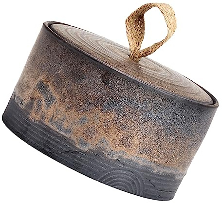FUNOMOCYA Contenitore Per Tè in Ceramica Barattolo Sigillato, Vaso Da Stoccaggio Foglie Di Tè Retrò, Serbatoio Di Conservazione Alimenti Per Cucina Domestica Elegante