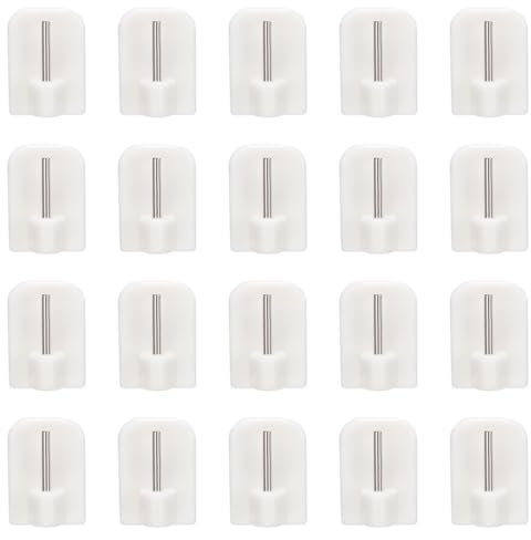 TRKETK 20 Pezzi Ganci Autoadesiva, Bianco Autoadesiva Plastica Ganci Gancetti Adesivi per Tende Senza Trapano Ganci Decorativi per Finestra Ganci per Tende Plastica per Tende Bagno Camera da Letto
