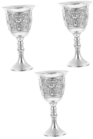 XINCXIN Vintage Kommunionbecher, 3 Stück Becher Wohnaccessoire Getränkezubehör(Silver)