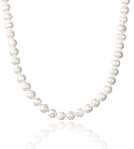 Vielring Perlenkette – Perlen-Choker-Halskette – Süßwasserperlen Halskette – 5 mm Breite - Verschiedene Längen: 45, 50, 55, 60 cm (55 cm)
