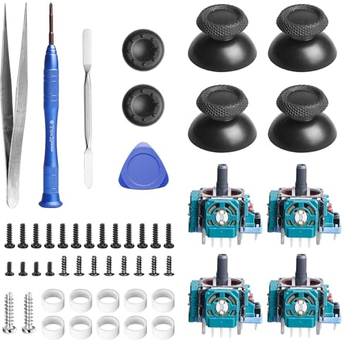 4 Stück Hall Effekt Sticks Ersatz für PS5-Controller, 3D-Analog-Sensor-Joystick-Modul mit 4 Stück Daumenkappe Thumbstick Reparatur Kit, Hall Effekt Sticks Kompatibel mit PS5
