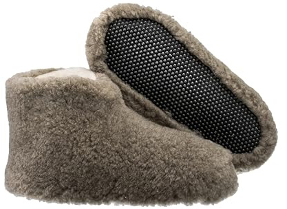 ESTRO Unisex Men's Slippers Winter Wool Slippers Non-Slip Sole Ole, light brown, 9.5 UK