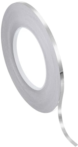 PATIKIL Cinta Película Poliéster Metalizada 5mm x 50 Metros, Cinta Decorativa Metalizada Plata Cepillada Cinta Adhesiva Espejo Para Detalles Pared Acento Artes Gráficas Molduras | Cinta Decorativa Metalizada Plata Cepillada, Espejo, Para Detalles Pared Acento Artes Gráficas Molduras
