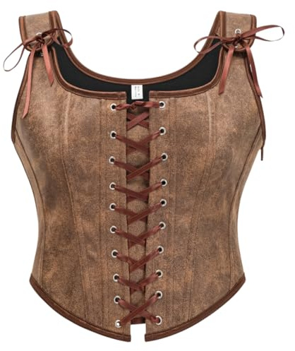 KUOSE Vintage Renaissance Vollbrust Corsage Top mit Träger Bodyshaper Korsett Weste