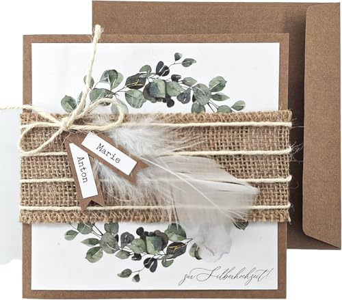 Glückwunschkarte zum Hochzeitstag, zur Silberhochzeit, Goldenen Hochzeit, Rubinhochzeit, Diamanthochzeit, 10., 20., 30., 40., 50., 54., 55., 60., 65., Geldgeschenk - personalisiert mit Namen