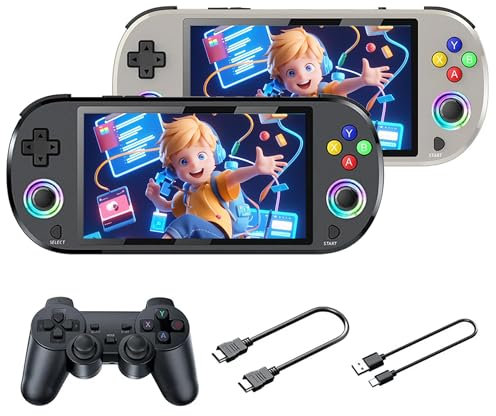 M22 Pro Retro Console di gioco portatile con controller per videogiochi,display da 5pollici Mini console di gioco portatile con giochi 3D,30emulatori,3000mAh,16milioni di colori RGB (128g,nero)