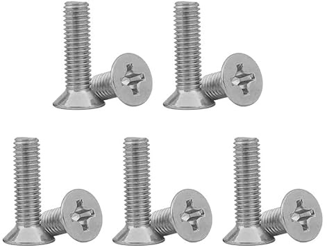 Madenschrauben aus Edelstahl, M5M6 x 16, Türgriff-Befestigungsschrauben, Kreuzschlitz-Maschinenschrauben und Sechskantschrauben-Mutter-Senkkopfschrauben für Türgriffe, Leuchten und Reparaturen zu