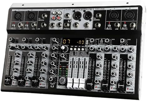 Mesa Mezclas DJ, Mezclador con efectos for principiantes profesionales Entrada estéreo de 8 canales Transmisión en vivo