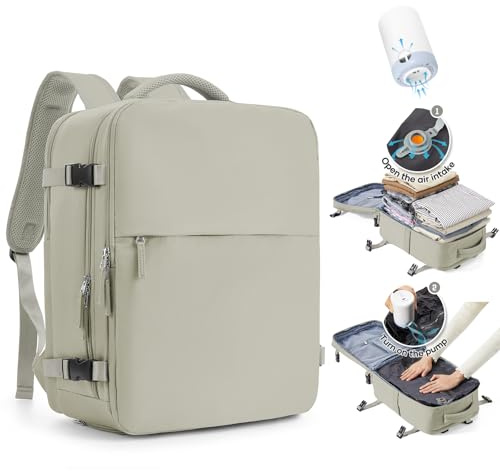 SZLX Sac à Dos Sous Vide Bagage à Main Pour Femmes, Sac à Dos Airbag Avec Système De Vide Pour Le Voyage, Ryanair Travel Ruscksack Taille Cabine Avec Pompe étanche Valise Sous Vide Pour Homme