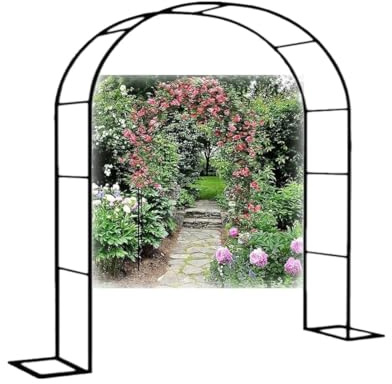 Arche de jardin en métal pour rosiers grimpants de 80 à 350 cm de large, 200/220/230 cm de hauteur, treillage noir pour plantes, base robuste (300 x 230 cm)