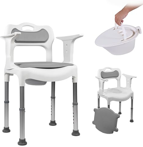Mobiclinic®, Chaise Percée, Bain et Douche, 3 en 1, Hauteur Réglable sur 6 Niveaux, Urinoir Amovible de 3.5 L, Coussins d'assise et de Dossier, Multifonction, Embouts Antidérapants, Guido