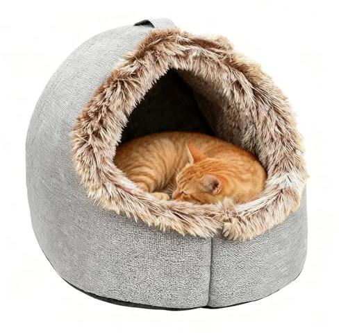 Lit Cave À Chat | Nid Chaud Et Apaisant avec Poignée,Petit Lit Chien Et Caverne Chat - pour Chiot Et Petit Chien, Dormir Intérieur, Chambre, Salon, Balcon, Maison,