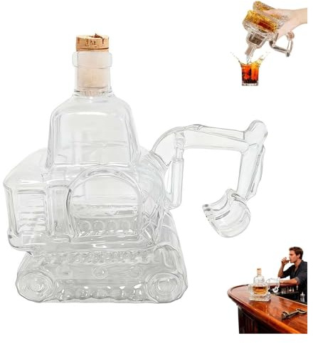 Botella decantadora de whisky, botella de vino de whisky en forma de excavadora 3D, jarra de vino vacía tallada a mano, almacenamiento de licor, decantadores de vidrio novedosos para el hogar, bar
