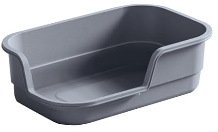 Generisch 2026 Extra große halbgeschlossene Katzentoilette mit hohen Seitenwänden als langlebige Indoor-Lösung für Ihre Katze (Grey, 42x28x12cm)