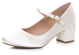 AJVANI Womens Ladies mid Block Heel Strap Work Evening Party Mary Jane Court Shoes Size